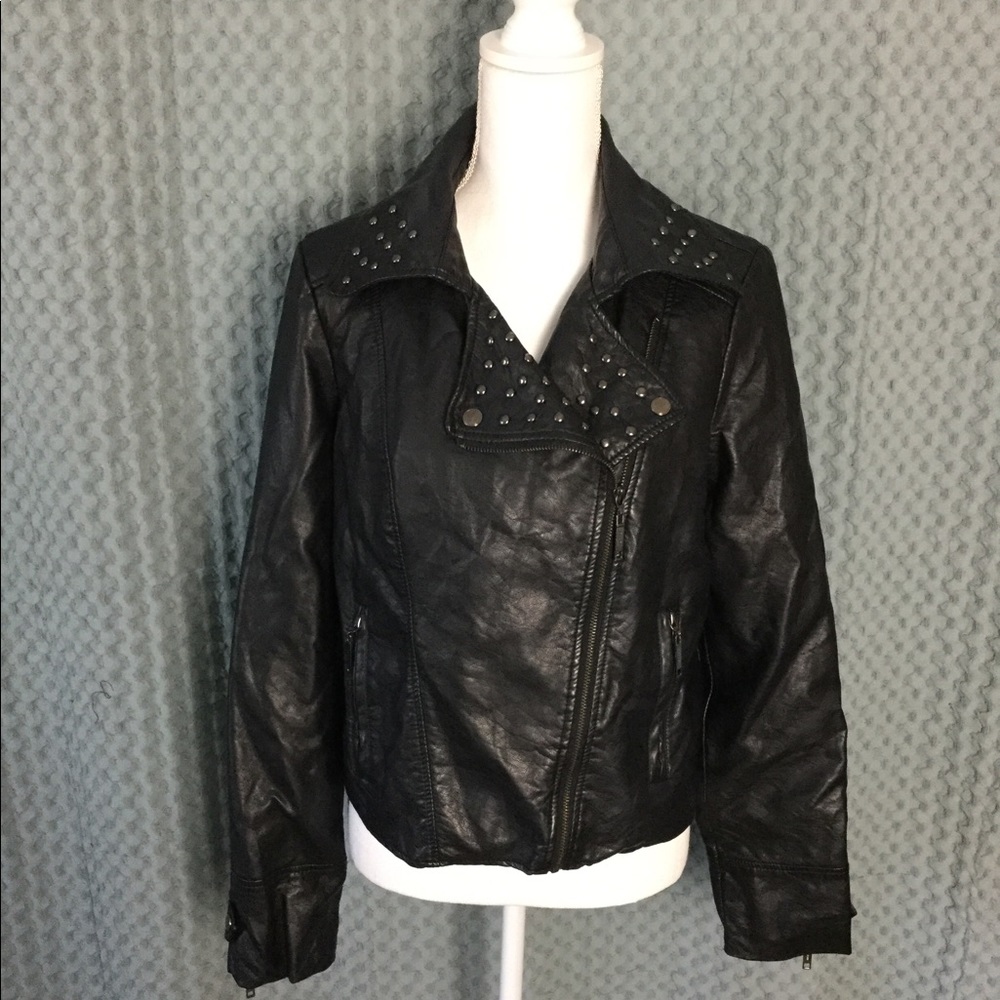 Jou Jou Black Faux Leather Bomber Jacket
